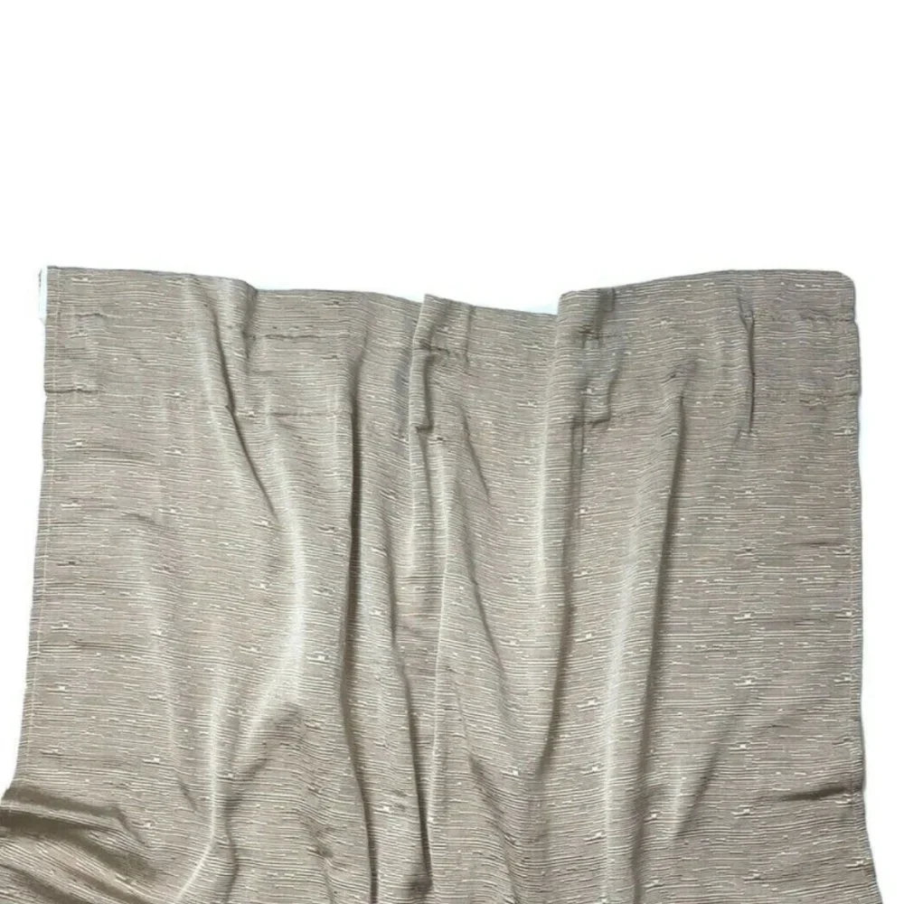 2 Textured Curtains Drapes Panels Beige Taupe